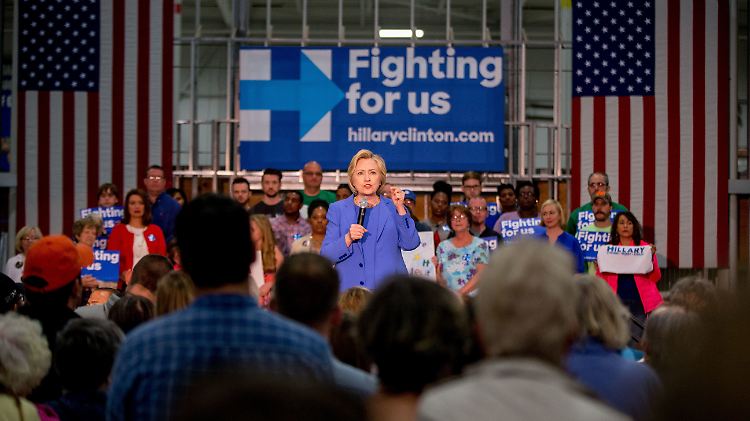 Clinton beim Wahlkampf am Wochenende. 