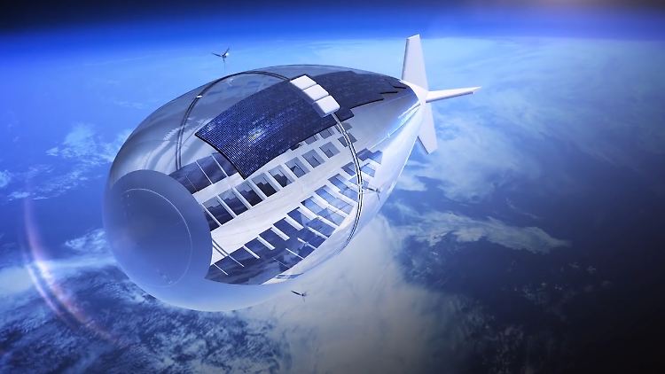 Die transparente Außenhülle erlaubt es, dass der Stratobus Sonnenlicht großflächig aufnehmen und in Strom wandeln kann.