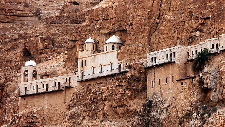 Das Kloster Qarantal auf dem "Berg der Versuchung" bei Jericho.