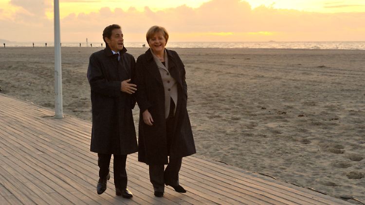 Sarkozy und Merkel in der vergangenen Woche am Strand von Deauville.