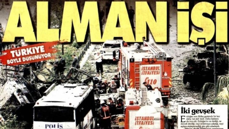"Alman Isi" (Deutsches Werk) - die Titelseite des Boulevardblattes "Günes".