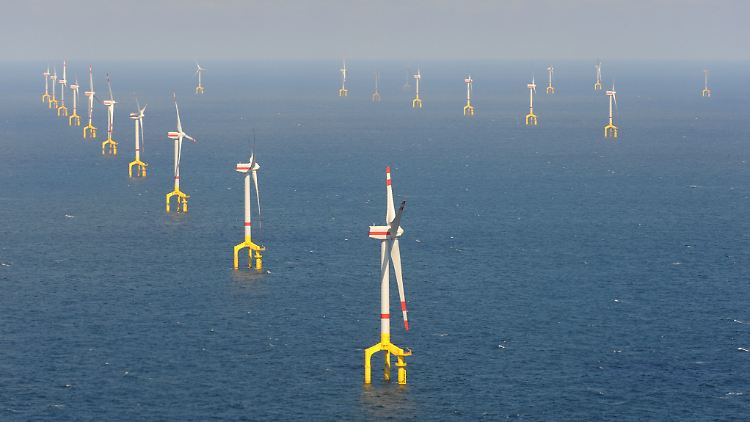 Der Hochseewindpark Bard Offshore 1 nordwestlich von Borkum