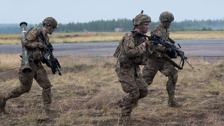 Amerikanische Nato-Soldaten bei einer Militär-Übung in Litauen.