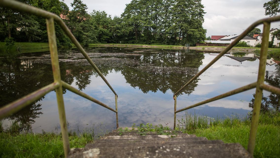 Der Teich in der Gemeinde ist frei zugänglich