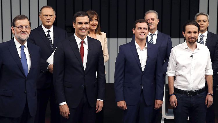 Sie kämpfen um die Stimmen der Spanier: Mariano Rajoy (l.), Pedro Sanchez, Albert Rivera und Pablo Iglesias.