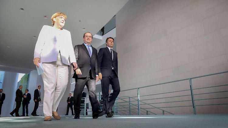 Auch wenn es anders aussieht: Merkel, Hollande und Renzi wollen zusammen an neuen Ideen tüfteln.