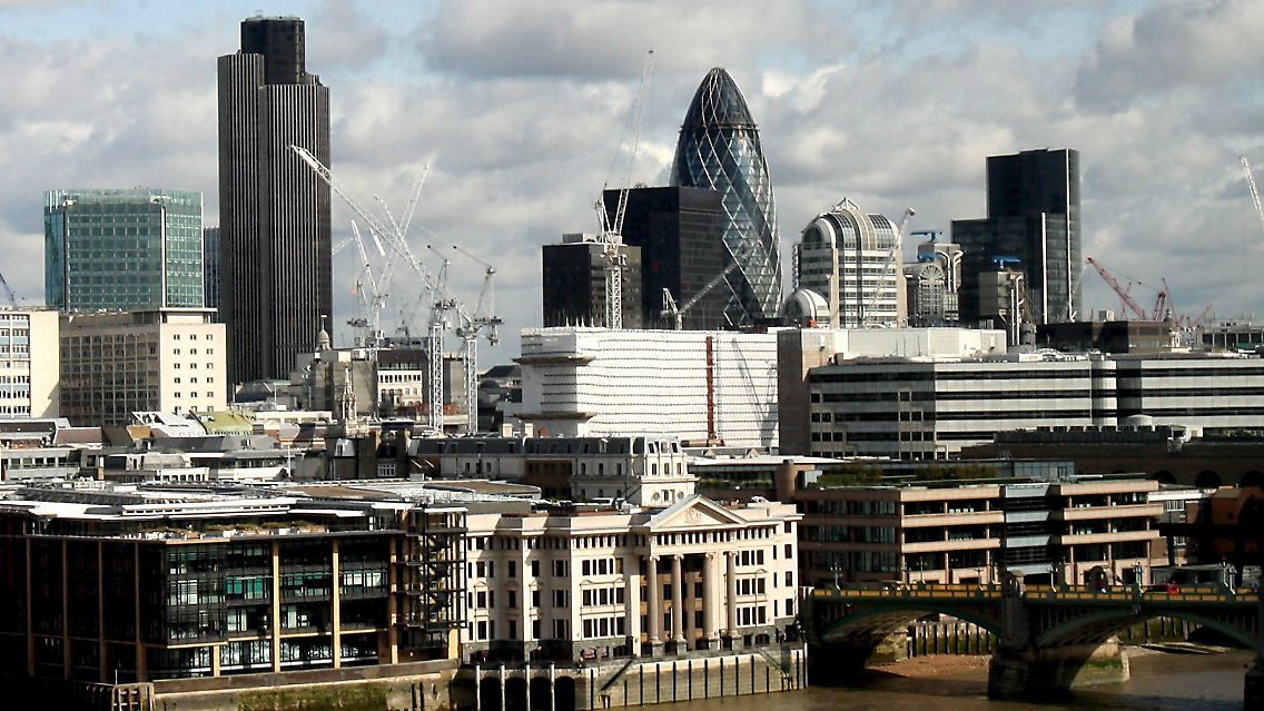 Blick auf das Londoner Finanzzentrum.