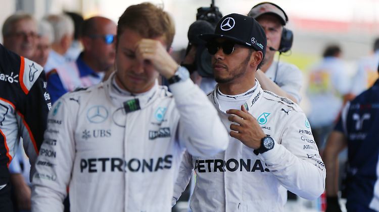 Die Teamrivalen Nico Rosberg und Lewis Hamilton.