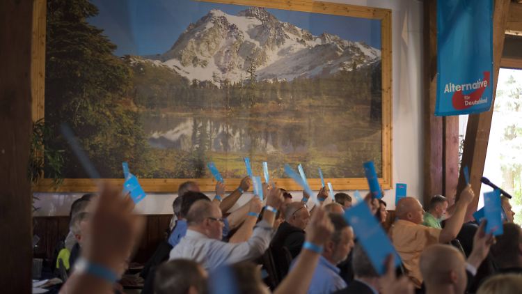 AfD-Mitglieder beim Landesparteitag der Brandenburger AfD in Kremmen.