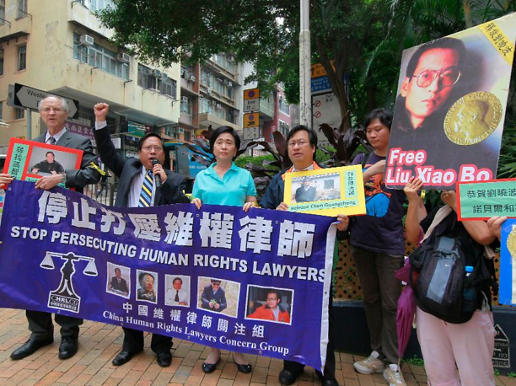 Proteste in Hong Kong für eine Freilassung Lius.