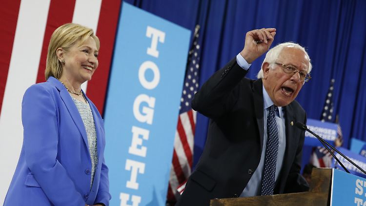 Jetzt kann Clinton sich voll auf Trump konzentrieren: Sanders steht an ihrer Seite.