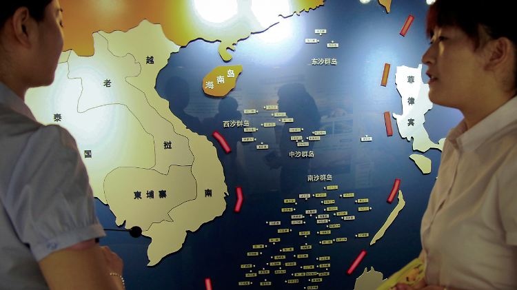 3D-Modell eines Teils der von China beanspruchten Gebiete im Südchinesischen Meer.