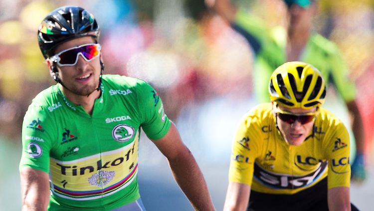 Auf der elften Etappe gab es zwei Sieger: Peter Sagan (l.), der den Sprint gewann. Und Chris Froome, der seinen Vorsprung in der Gesamtwertung ausbaute.
