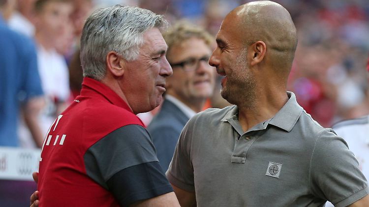 Könnten in der Champions League aufeinandertreffen: Bayern-Trainer Carlo Ancelotti und Pep Guardiola von Man City.