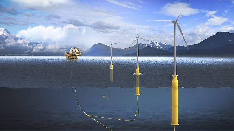 So könnten die schwimmenden Windkraftanlagen aussehen. 