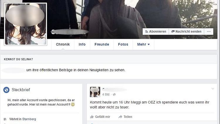 Möglicherweise hackte der Täter diesen Facebook-Account, um gezielt Jugendliche zum späteren Tatort anzulocken.