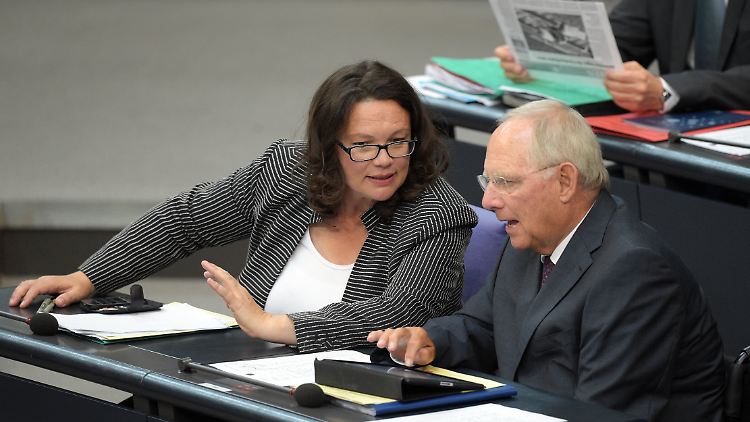 Wolfgang Schäuble will das Vorhaben von Kabinettskollegin Andrea Nahles nicht finanzieren.