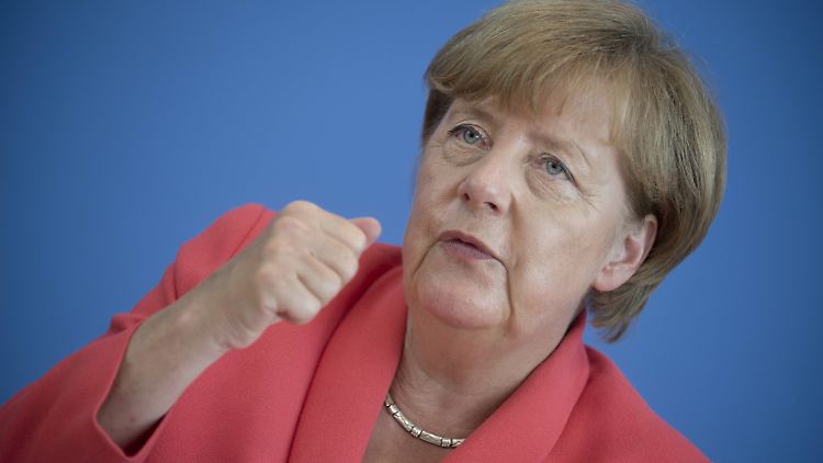 Kämpferisch: Merkel bei ihrem Auftritt im August 2015 in der Bundespressekonferenz.
