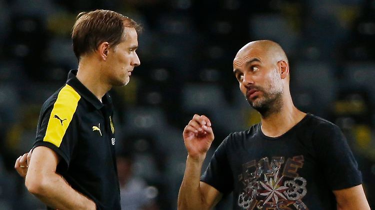 Thomas Tuchel und Pep Guardiola trafen sich nach dem Spiel zum Fachsimpeln.