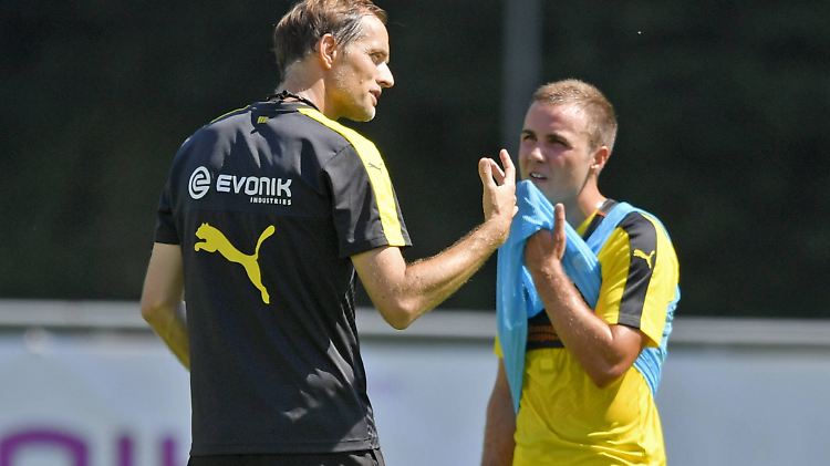 Im intensiven Zweiergespräch: BVB-Rückkehrer Götze und Thomas Tuchel.