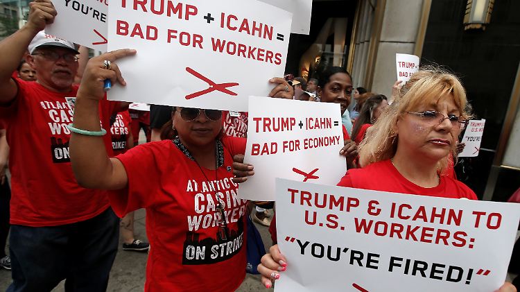 US-Unternehmen schufen allein im Juli mehr als 250.000 Jobs. Das von Trump gegründete Taj Mahal nicht. Der Besitzer und Trump-Verbündete Carl Icahn will es schließen und 3000 Mitarbeiter vor die Tür setzen.