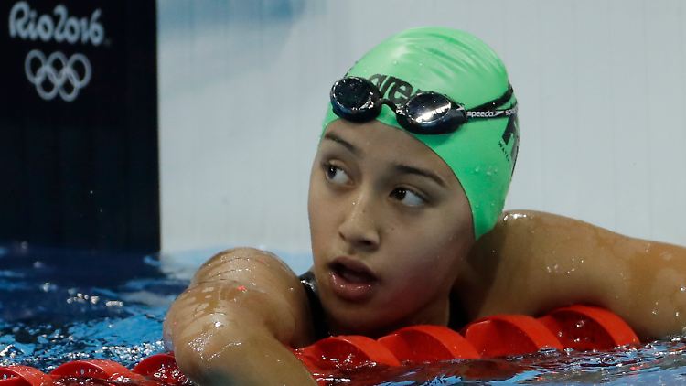 Gaurika Singh wurde bei den Vorläufen über 100 Meter Rücken am Sonntag Erste.
