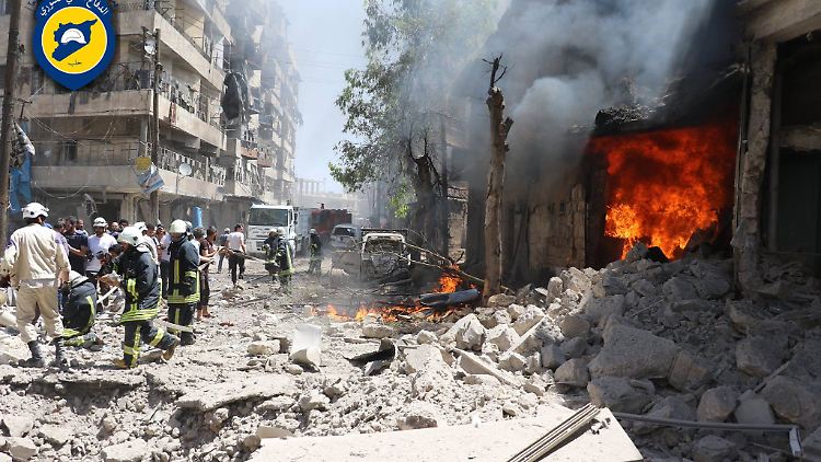 Chaos nach Luftangriffen auf die Rebellenviertel Aleppos.