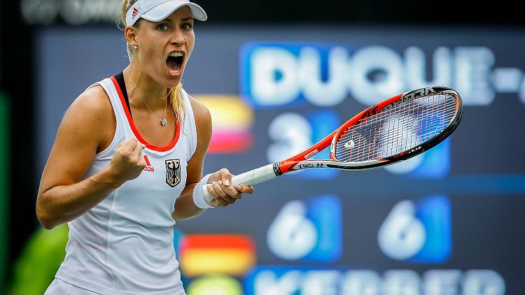 Mit einem "Come On" motiviert sich Medaillen-Favoritin Angelique Kerber.
