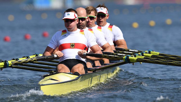 Olympiasieger: Philipp Wende, Lauritz Schoof, Karl Schulze und Hans Gruhne.
