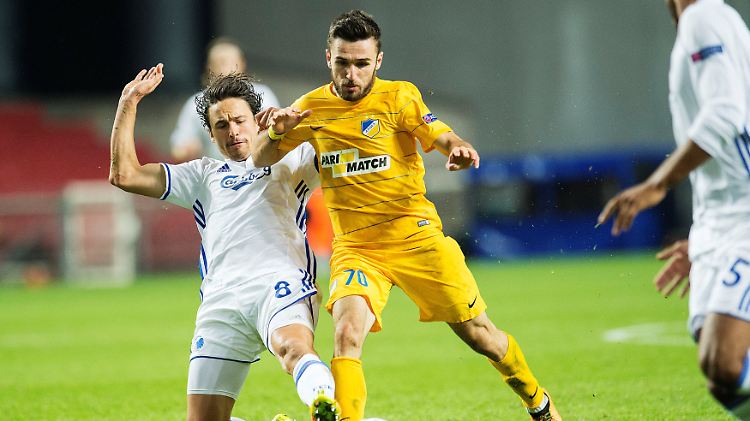 Delaney (l.) im CL-Quali-Spiel gegen Nikosia.