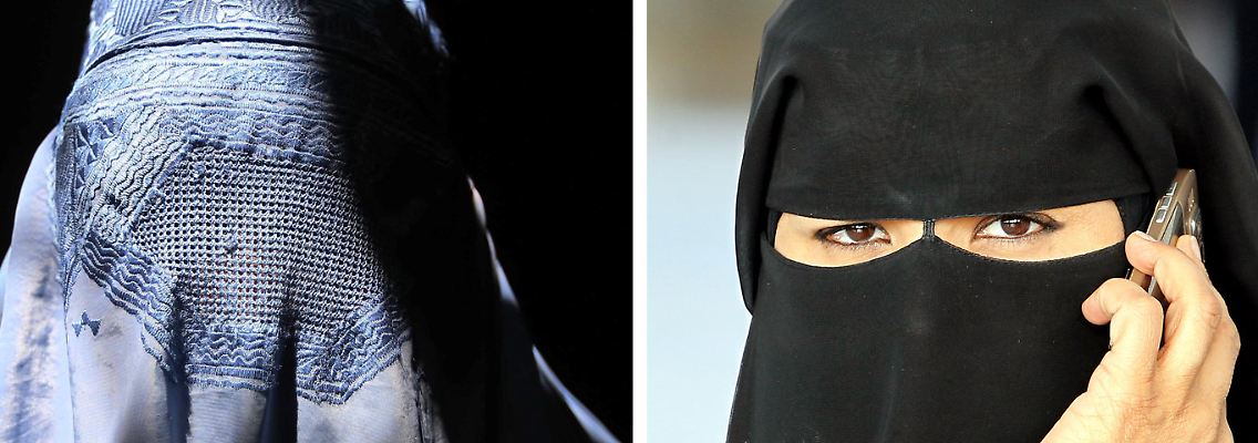 Was ist was? Von links: Burka, Nikab, Chimar, Hidschab (oder Kopftuch).