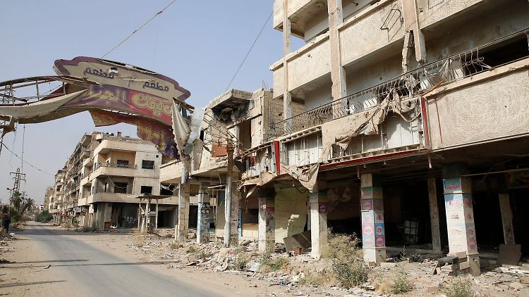 Menschenleer wirkt die syrische Stadt Daraja wie eine Geisterstadt.