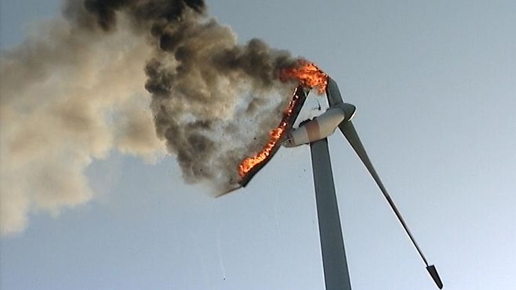 Die brennende Windkraftanlage bei Isselburg im Münsterland.