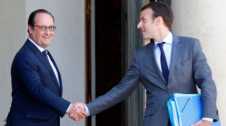 Hollande (l.) muss sich vorkommen wie der Zauberlehrling, der die Kontrolle über seine Geister (Macron, r.) verloren hat.
