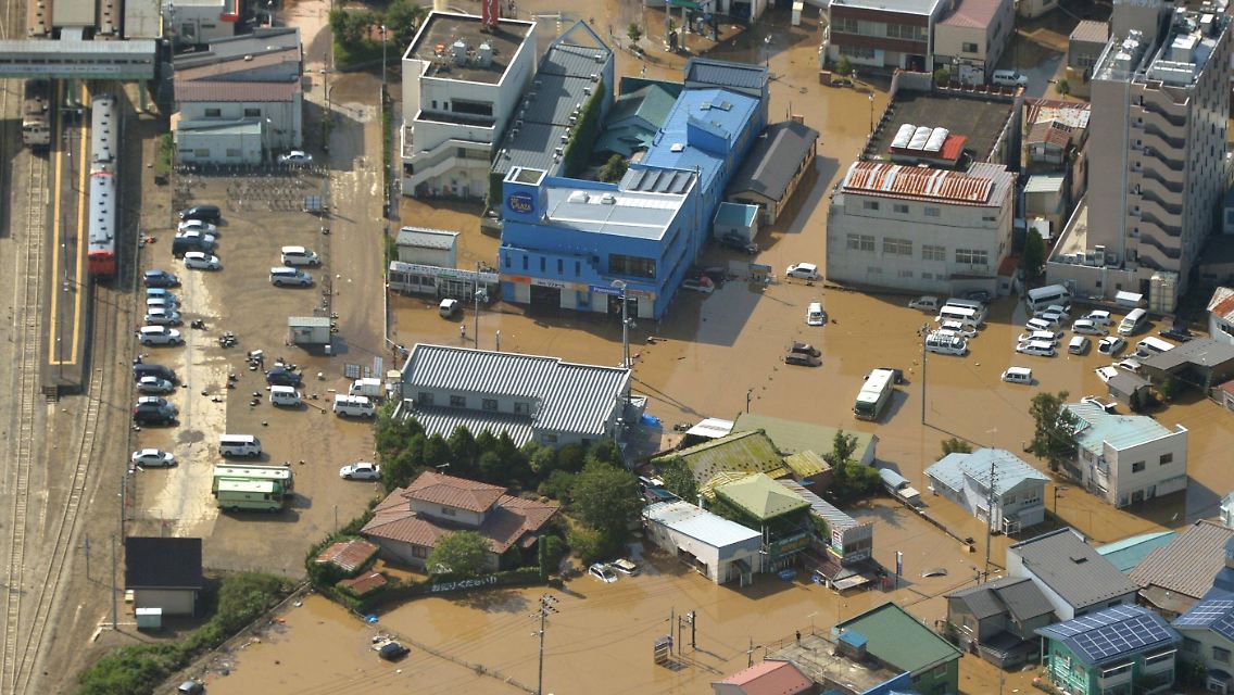 Überschwemmungen in Kuji.