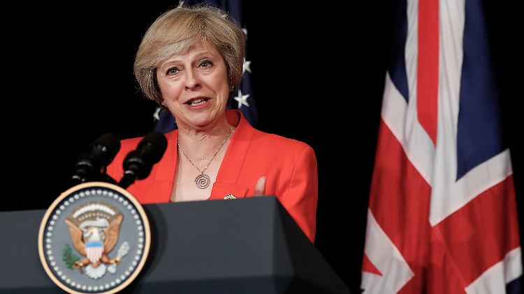 Theresa May nach einem bilateralen Gespräch mit US-Präsident Obama.