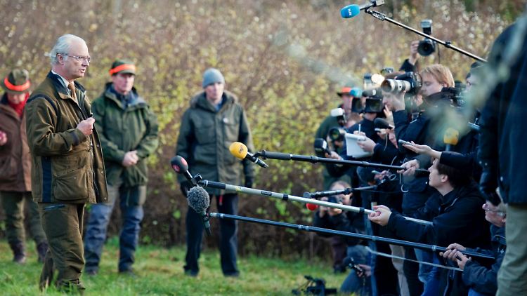 Viel Wind um nichts: Carl Gustaf vor der Presse.