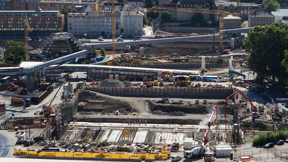 Die Großbaustelle am Stuttgarter Bahnhof.