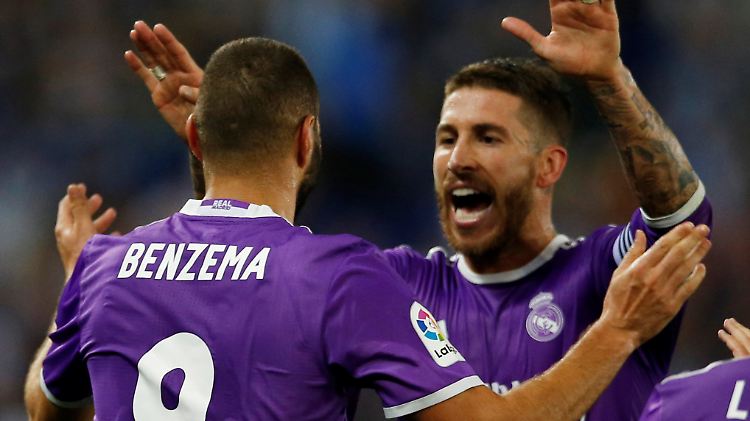 Läuft bei Real: Karim Benzema und Sergio Ramos feierten gegen Espanyol Barcelona einen souveränen Sieg.