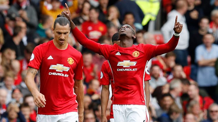 Zlatan Ibrahimovic war diesmal nicht erfolgreich, dafür erzielte Paul Pogba seinen ersten Treffer für Manchester United.