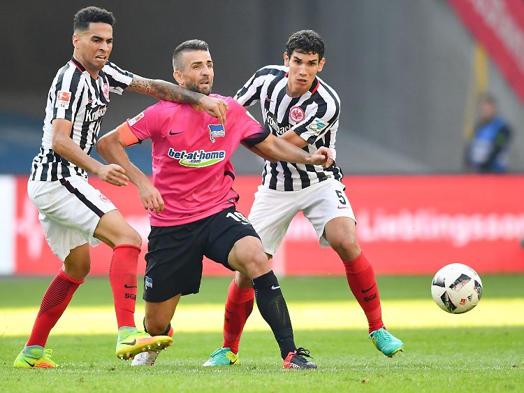 Vedad Ibisevic war zweimal für seine pinke Hertha erfolgreich - am Ende reichte es dennoch nur für ein 3:3 gegen die Frankfurter Eintracht.