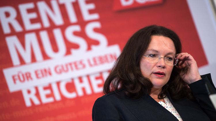 "Wir brauchen eine Haltelinie beim Rentenniveau", sagte Andrea Nahles in der vergangenen Woche auf einer Rententagung des Deutschen Gewerkschaftsbunds.