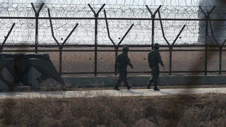 Südkoreanische Soldaten auf Grenzpatrouille.