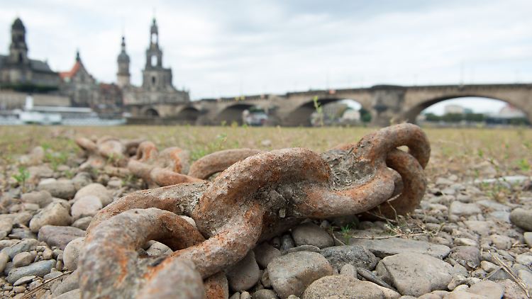 In Dresden schrumpft die Elbe beinahe jeden Sommer zu einem schmalen Flüsschen zusammen.
