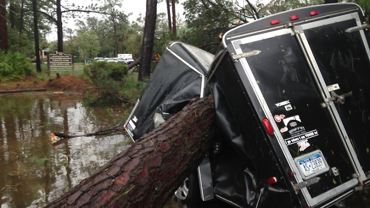 Die Wucht von Matthew lässt Bäume einfach umkippen, wie hier in Hilton Head.