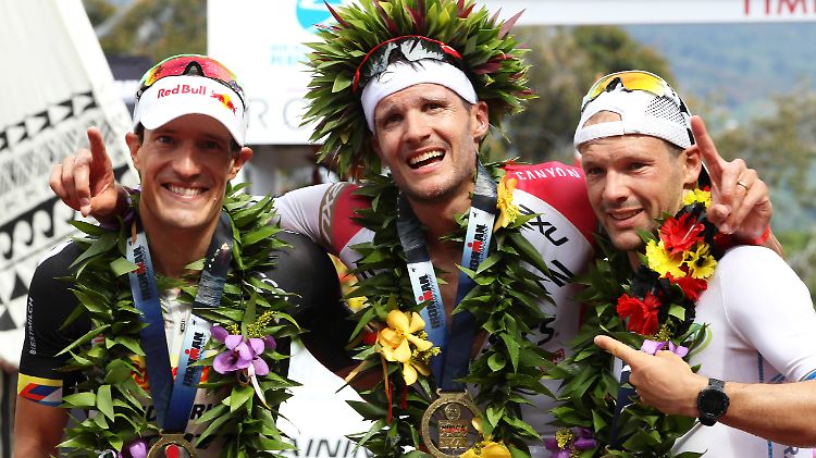 Deutscher Dreifach-Triumph: Sebastian Kienle, Jan Frodeno und Patrick Lange.