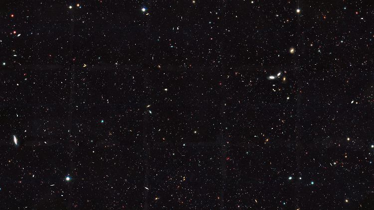 Ausschnitt des südlichen Gebiets des Great Observatories Origins Deep Survey (GOODS), einer astronomischen Untersuchung der NASA und der ESO in mehreren Wellenlängenbereichen zur Erforschung der Entwicklung der Galaxien und des frühen Universums.