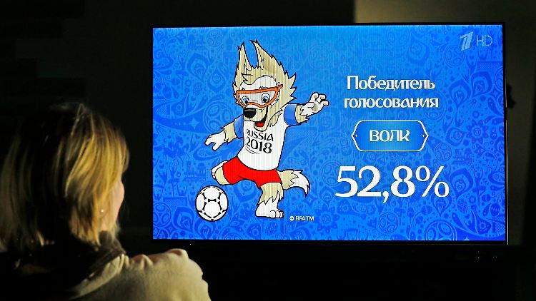Eine knappe Mehrheit entschied sich für den Wolf "Sabiwaka" als Maskottchen der Fußball-WM 2018 in Russland.