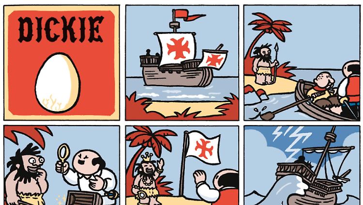 "Dickie" feiert Erfolge in flämischen und niederländischen Zeitungen - zur Buchmesse erscheint ein Sammelband des schwarzhumorigen Strips auf Deutsch.