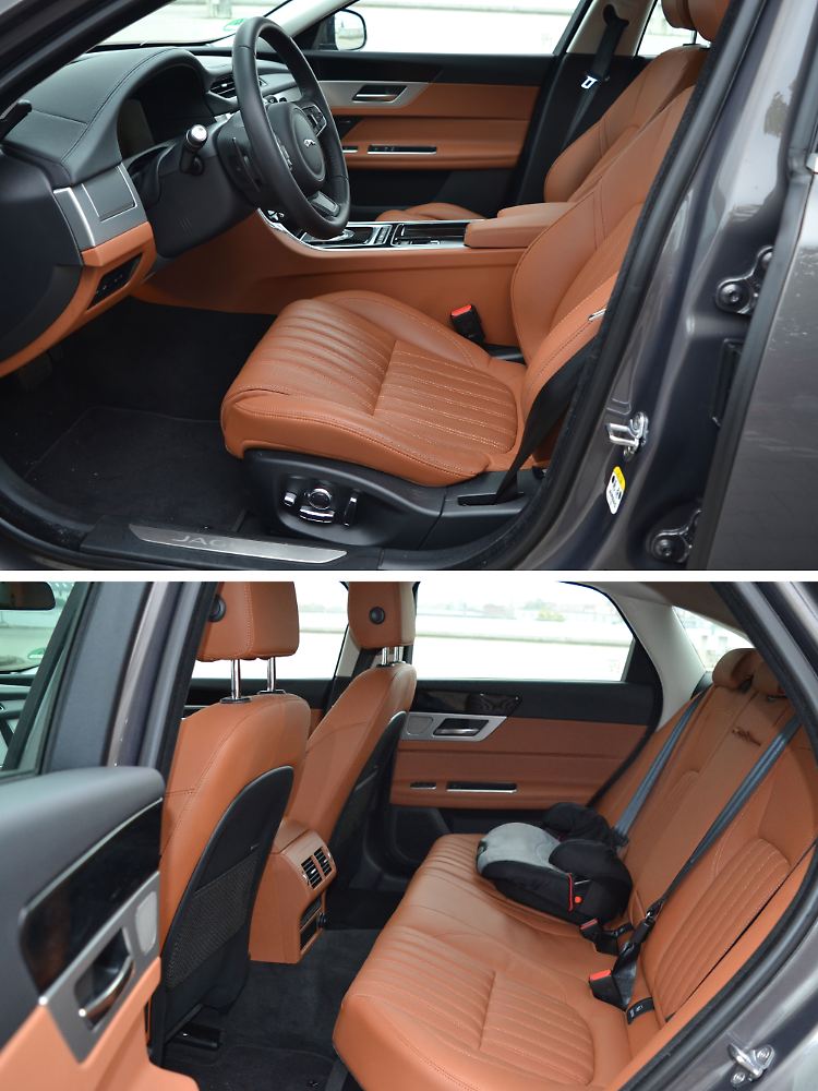 Die Ledersitze im Jaguar XF sind straff und komfortabel, bieten zudem einen ausgezeichneten Seitenhalt.